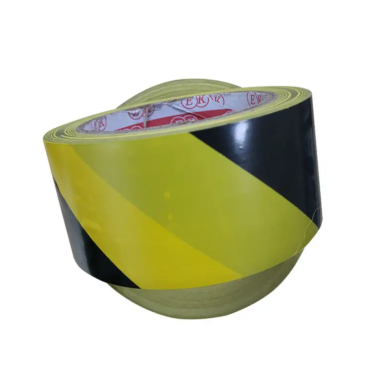 Black And Yellow Warning Barrier Adhesive Road Marking Tape Underground Warning Tape