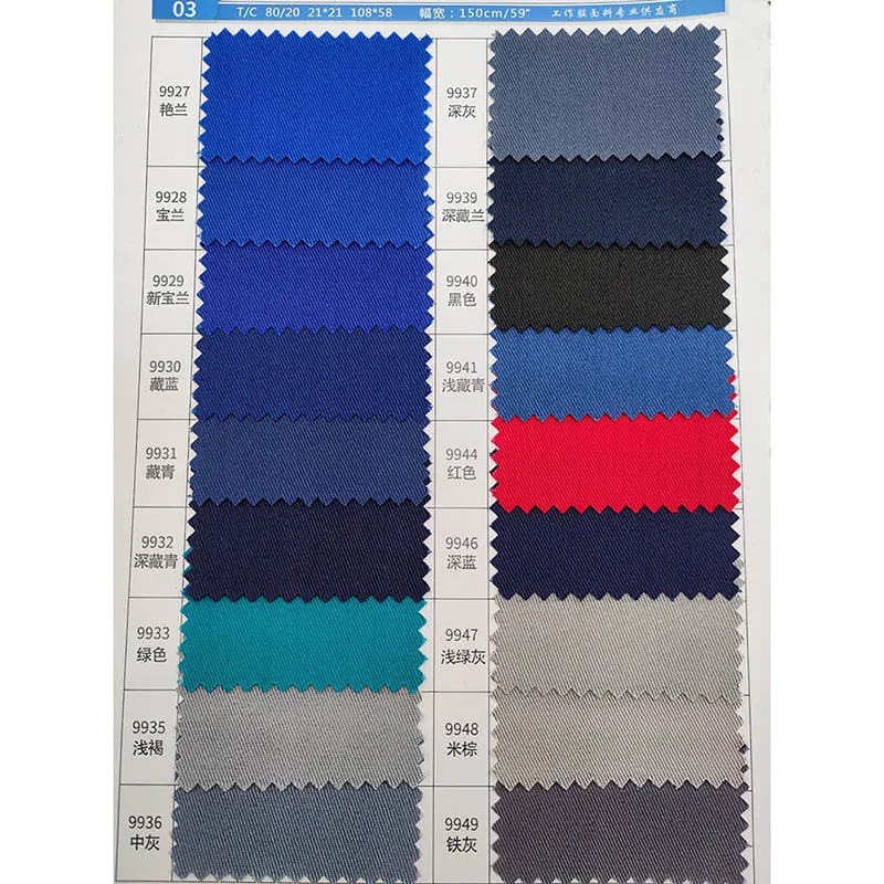 Textile raw material dark blue twill PC 80% polyester 20% cotton fabric for workers jacket