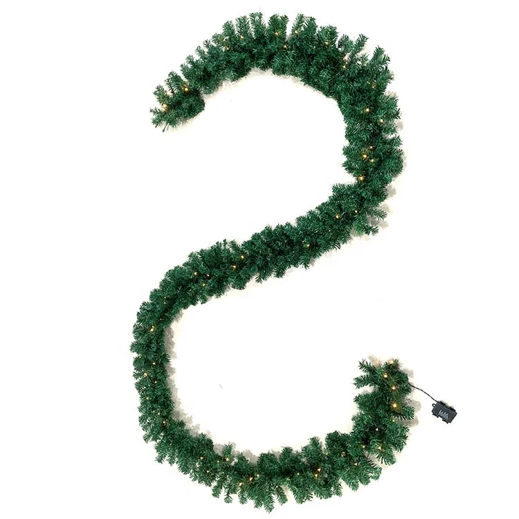 Pre-Lit 9 Feet Luxury green pvc led garland christmas