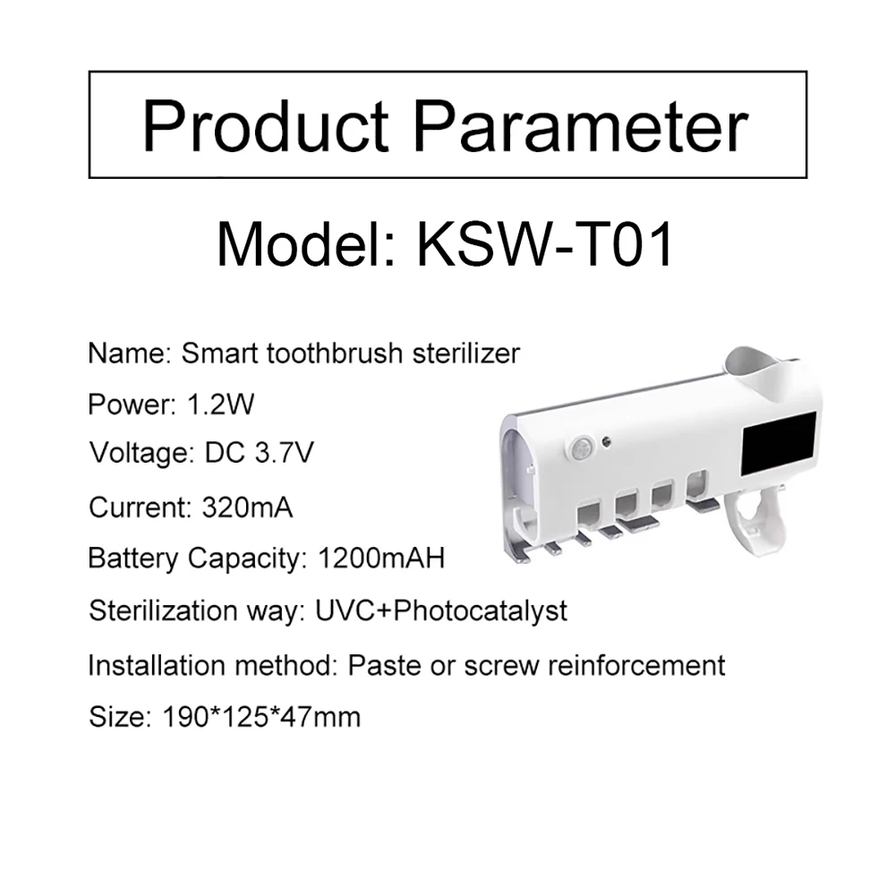 Wall Mounted Automatic Toothpaste Dispenser and Toothbrush Holder for Bathroom Space Saving