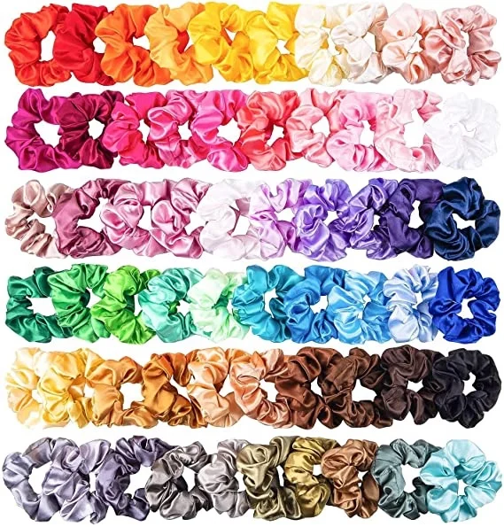 Factory Wholesale Cheap Top Quality Womens Silk Satin Hair Scrunchies