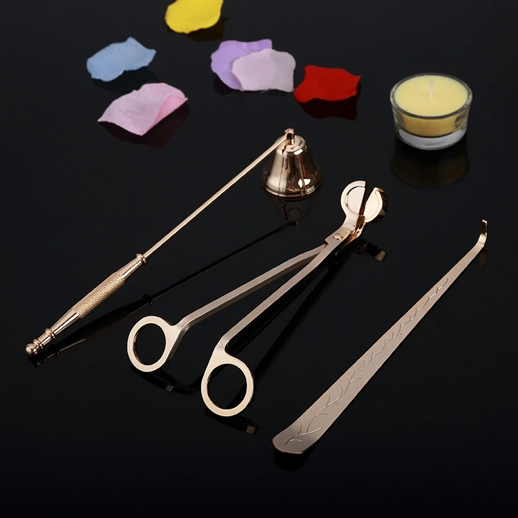 4 Piece Accessories Snuffer Wick Trimmer Dipper And Tray Candle Tool Set