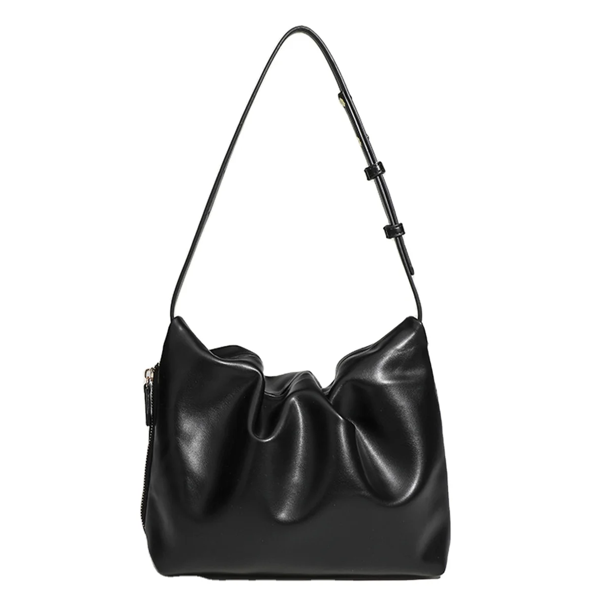 2024 new gentle fashion simple soft leather underarm bag niche design side zipper temperament shoulder bag