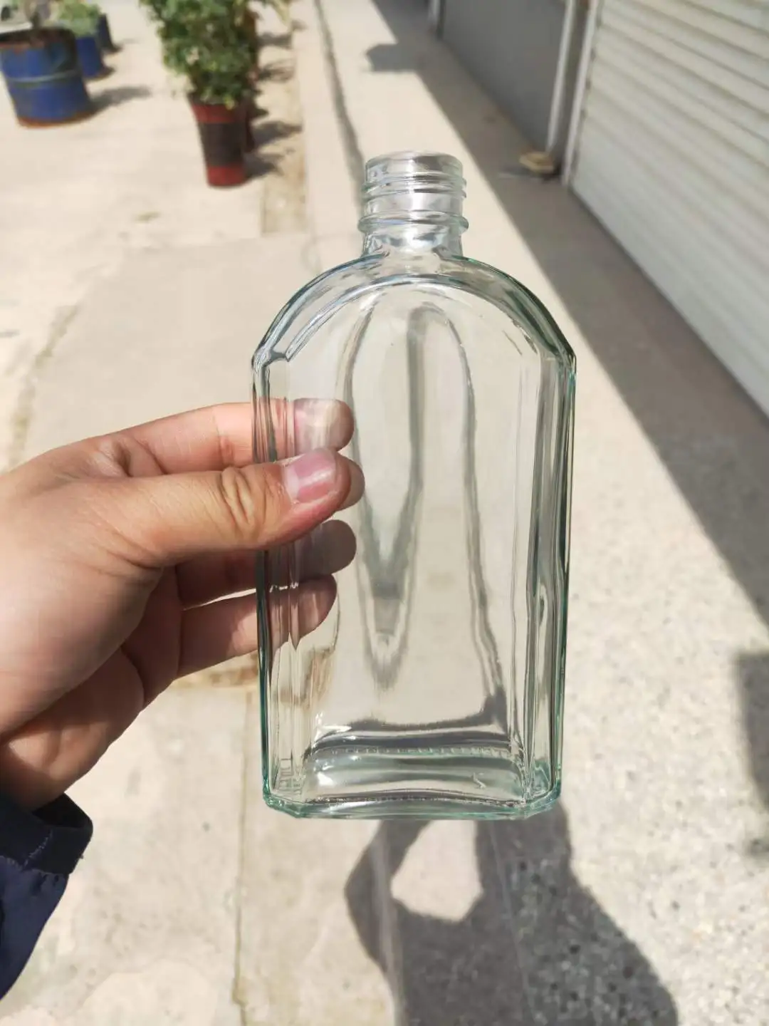 350ml 12oz empty flat glass bottles flask hip bottles customized logo print coffee juice milk glass bottles empty