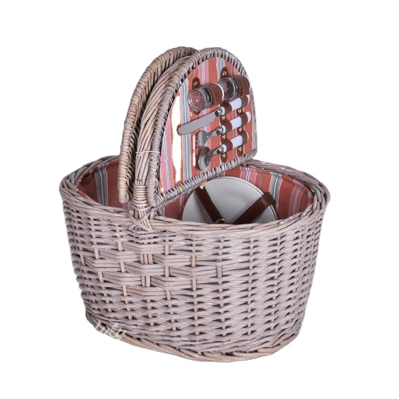 Оптовая продажа ручной работы тканая пластиковая корзина для хранения ротанга квадратная розовая Корзина для пикника с ручками