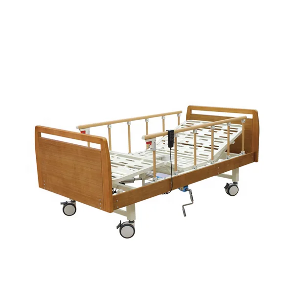 
Factory Wholesale Wooden Good price wooden steel structure 2 cranks adjustable elderly home nursing bed 