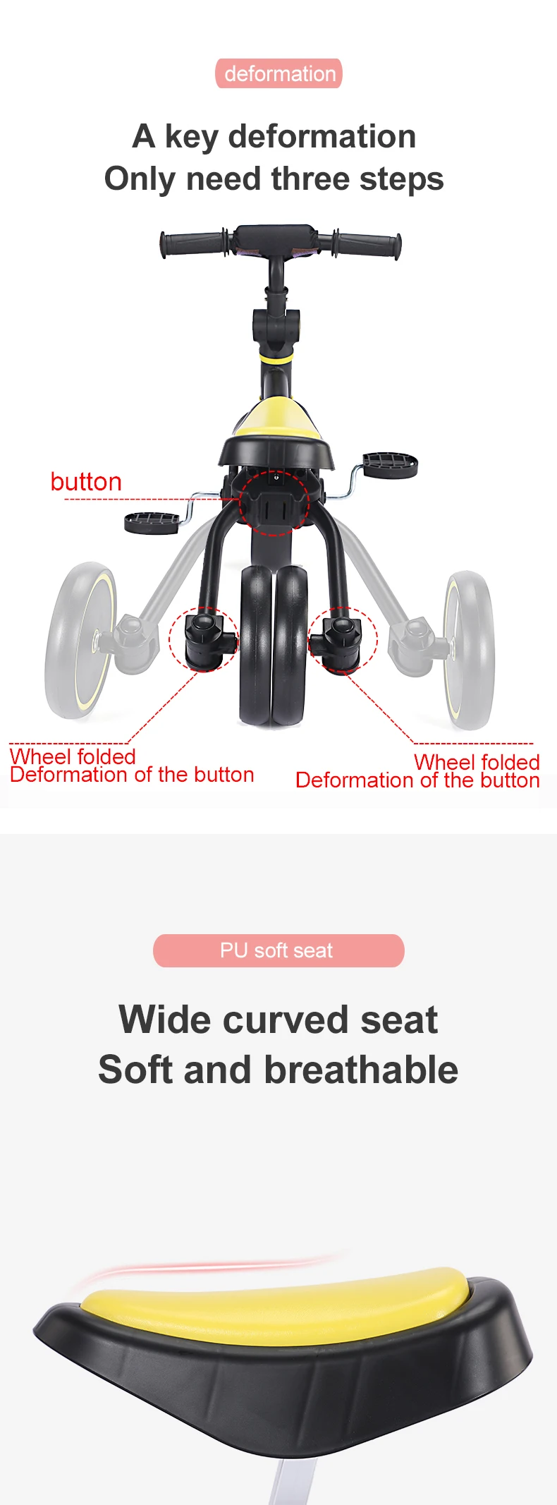 Trike with pushbar for 2 to 6 years old 2022 China factory high quality 3-4-5in1 baby tricicle for kids children