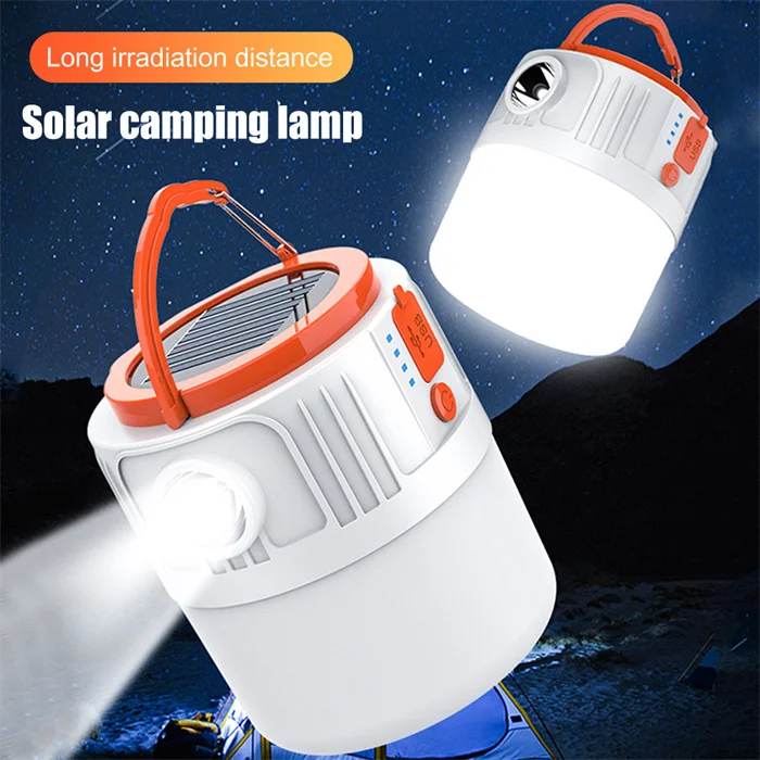 Waterproof Outdoor Rechargeable Emergency Power Bank Torch Light Solar Camping Lantern Light Camping Lamp With Hanging