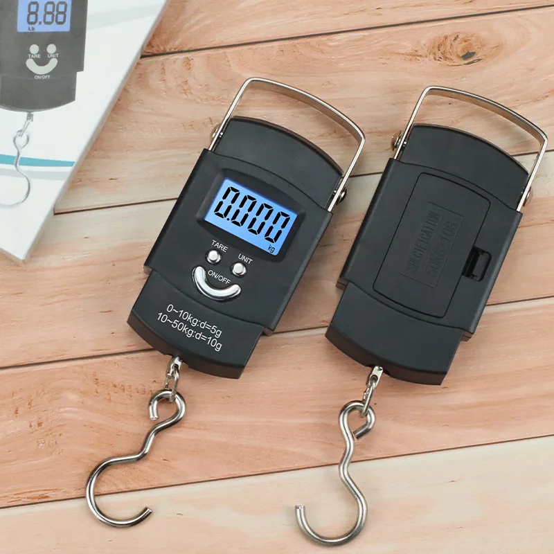 Portable Electronic Scale Small Mini Spring Scale Black Digital Display Luggage Scale 50kg Digital LCD
