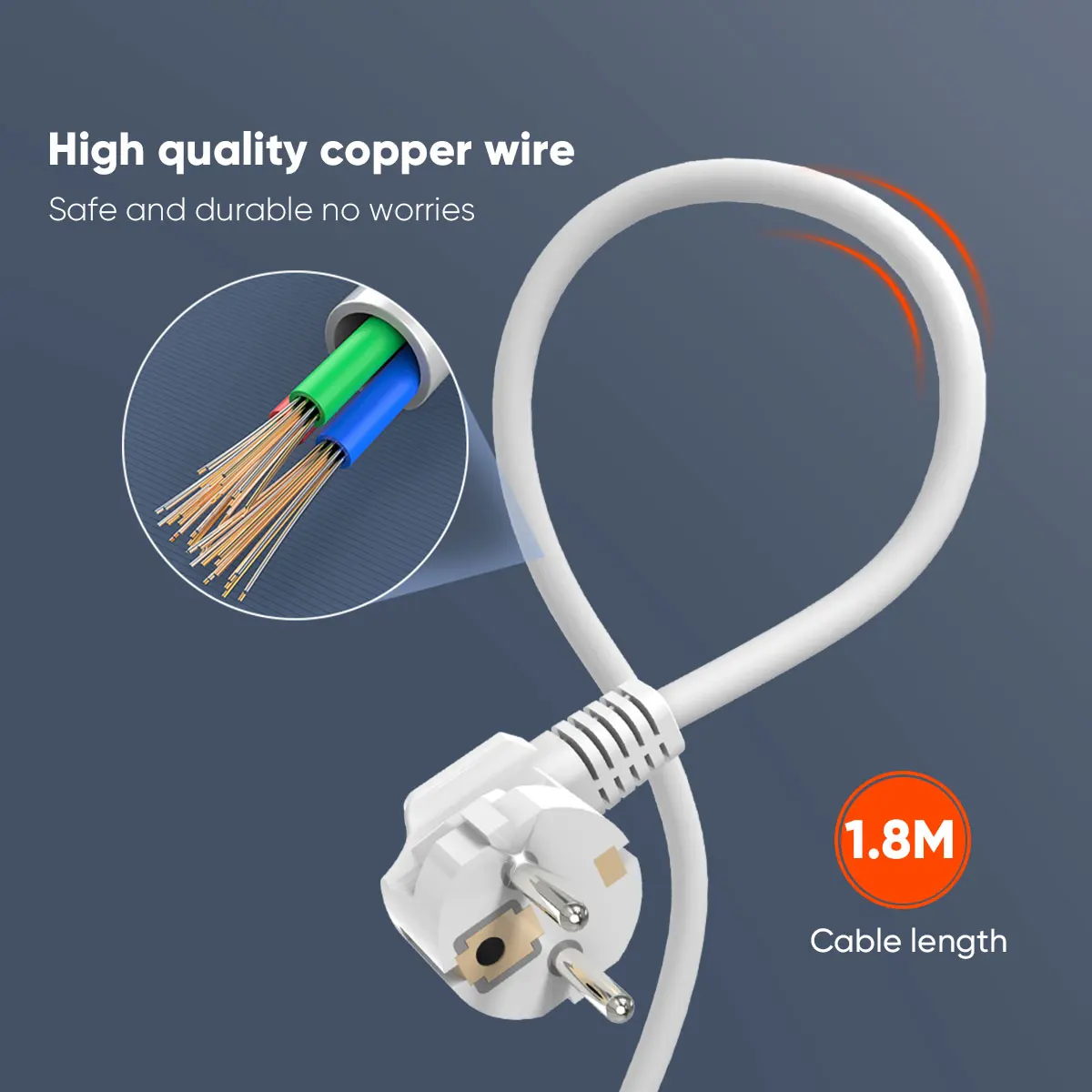 VIDVIE Universal Square EU Plug 4 USB Outlet Power Strip Extension Plugs & Sockets With Switch