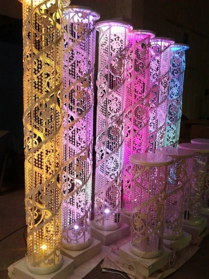 new Customized lighted crystal  pillars for wedding