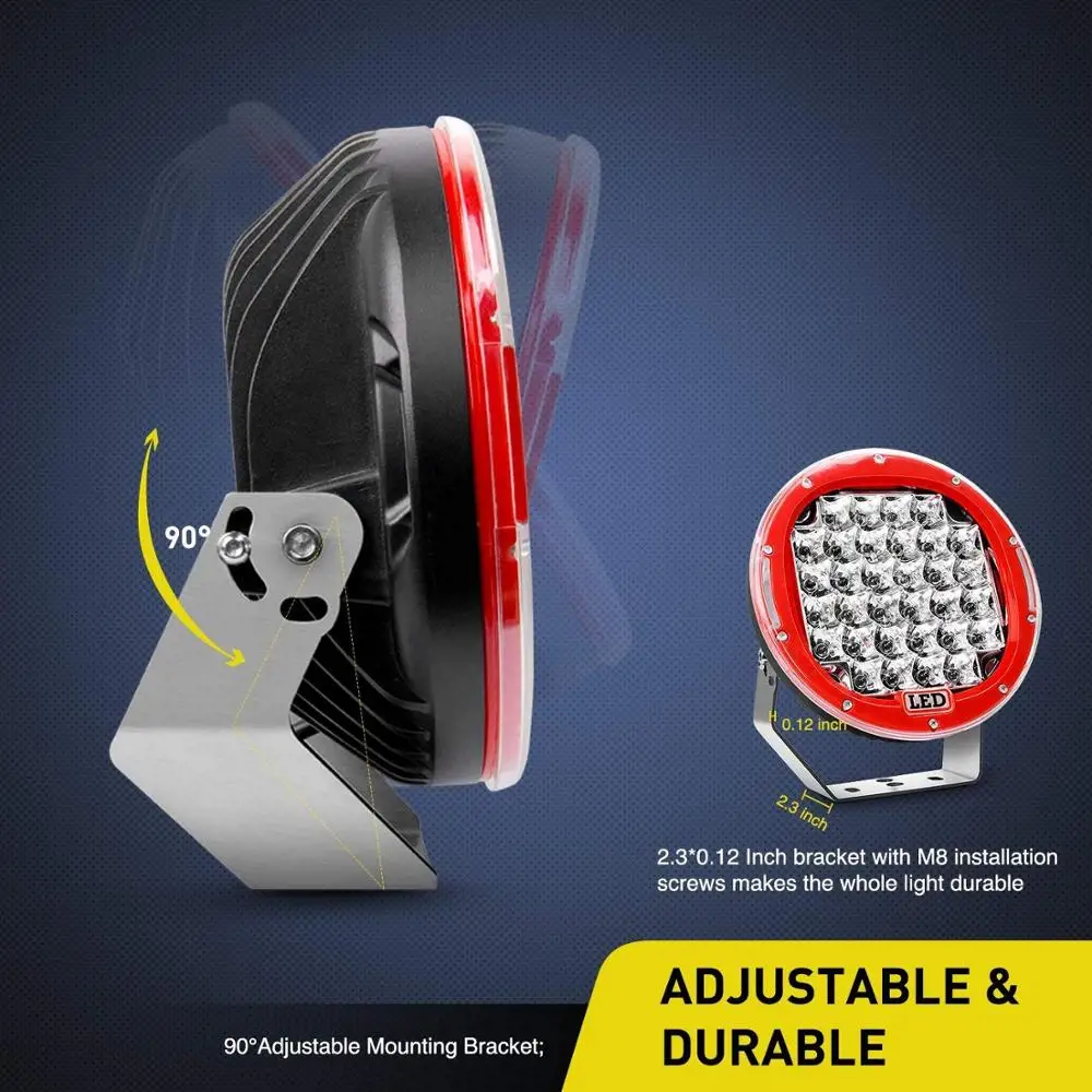 9 inch high power automotive Red round led spotlight offroad led driving light for off road driving 12V 24V