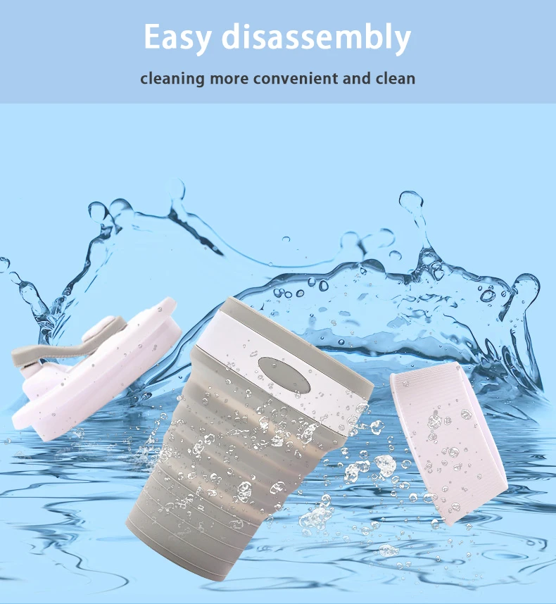 Eco-Friendly 350ml collapsible coffee Mug Silicone folding  Cup with Lids