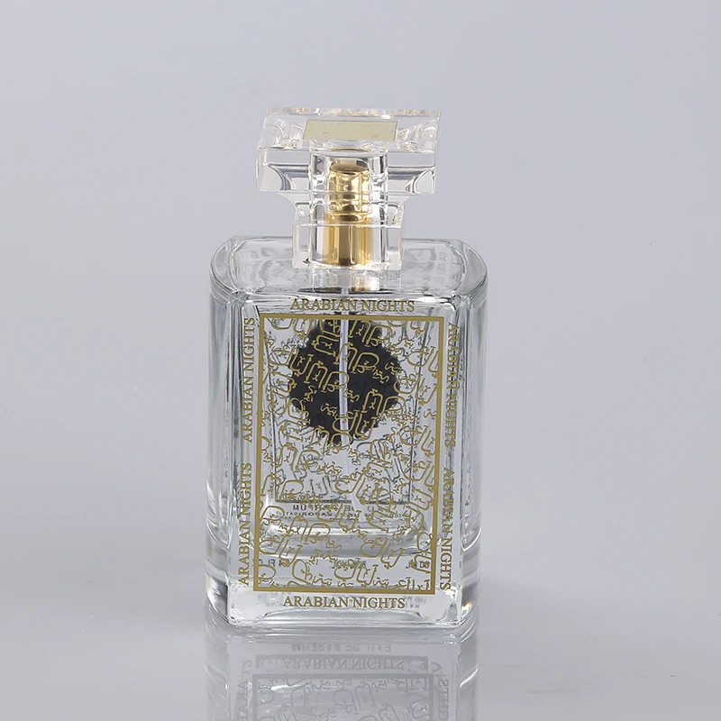 100ml dubai popular glass spray golden perfume bottle