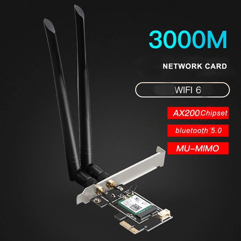 Сетевая карта Wi-Fi PCIe с адаптером Intel AX200 3000