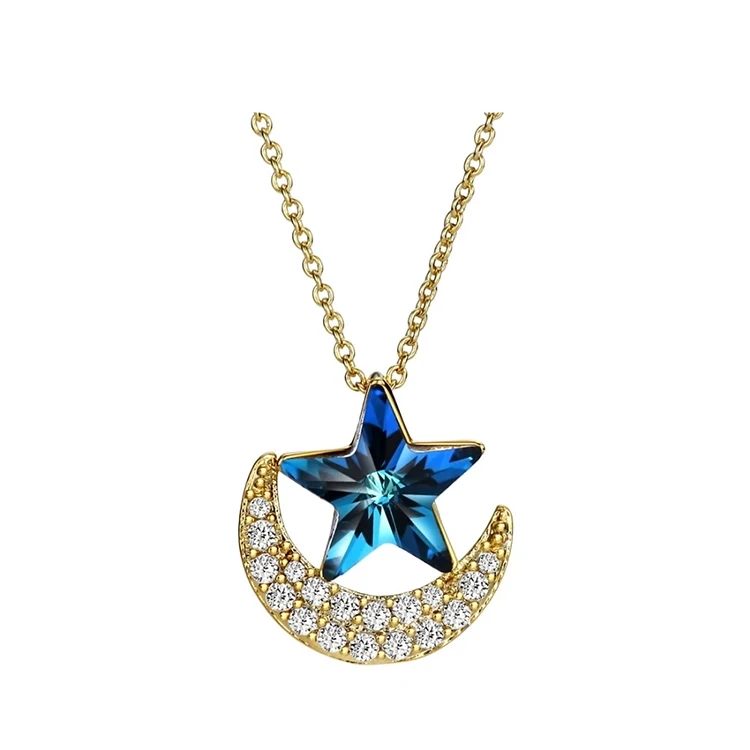 
Exquisite Star Moon Diamond Pendant Female Clavicle Chain Star Moon Necklace For Girlfriend Gift 