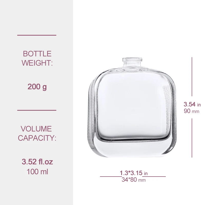 whole 100ml empty clear flat side round should abely perfume bottle with label sticker