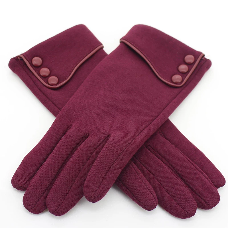 Faux Suede Glove with Button decoration on the cuff