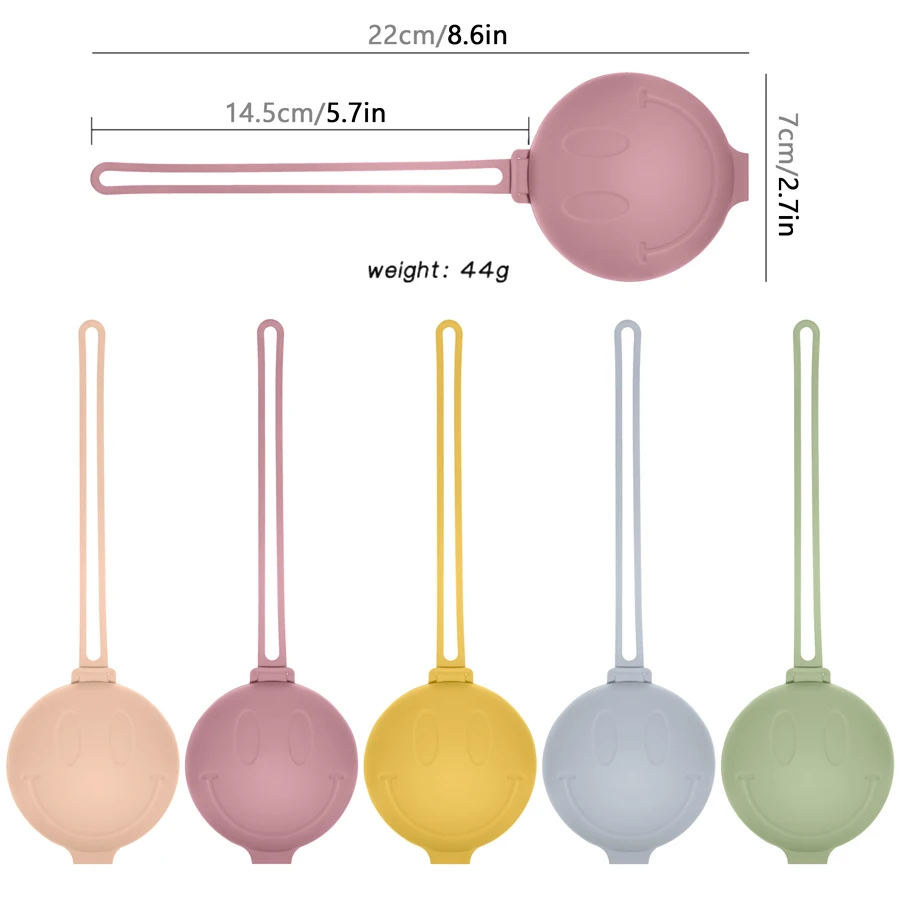 Eco Friendly Round Pacifier Holder box Non-toxic silicone smiley face Baby Teether nipple Silicone Pacifier Storage Bag
