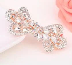 FJ02 высокое качество Стразы бант заколки из цинкового сплава Позолоченные заколки украшения для волос оптом