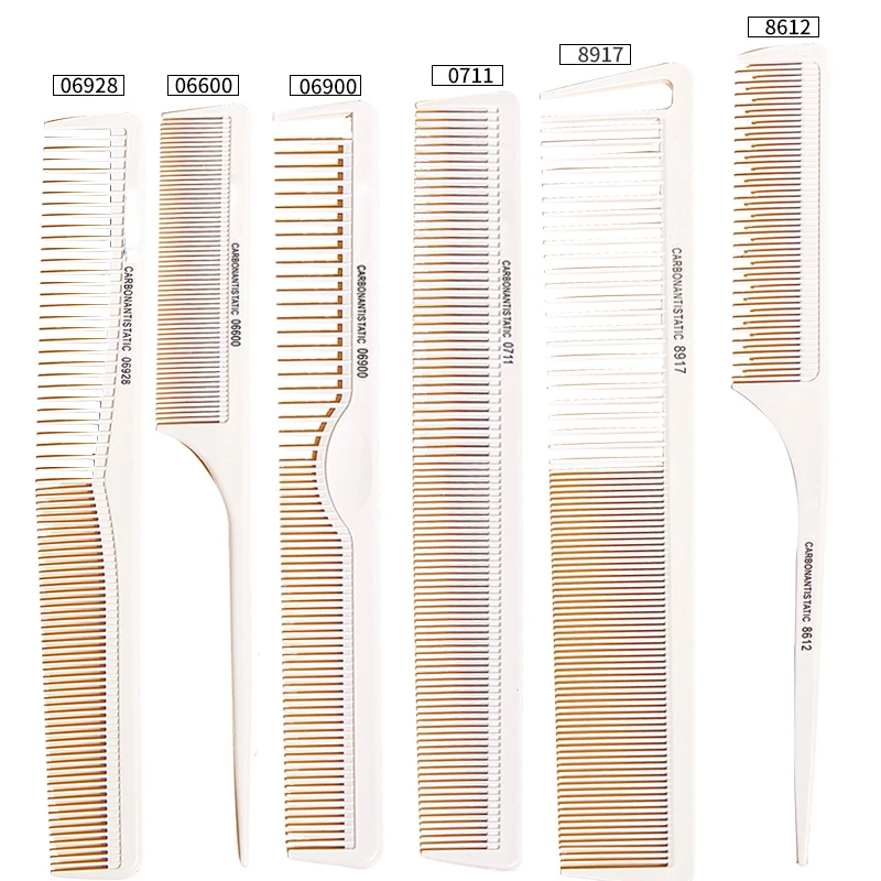Customize logo carbon fiber white straight Hair Combs Pro Salon Hairdressing Antistatic  Comb