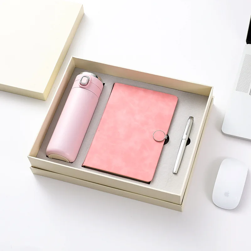 New Office Giveaways Metal Pen Intelligent Thermal Insulation Cup Round Buckle Notebook Custom Logo Luxury Business Gift Set