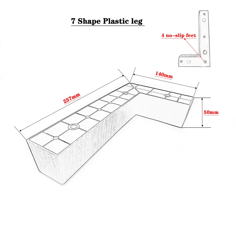Сделано в Китае, классические бесплатные образцы, сменные L-образные ножки из АБС-пластика для мебели, дивана, стула
