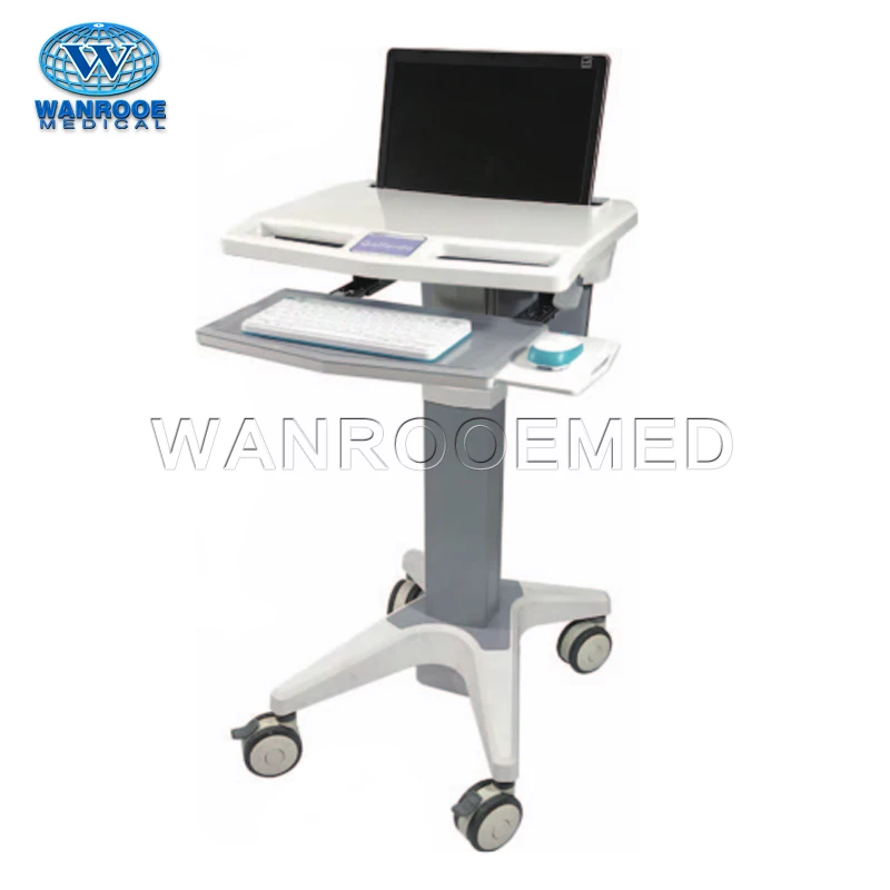 BWT-002A Height Adjustable Medical Nurse Mobile Workstation Laptop Cart with Drawer