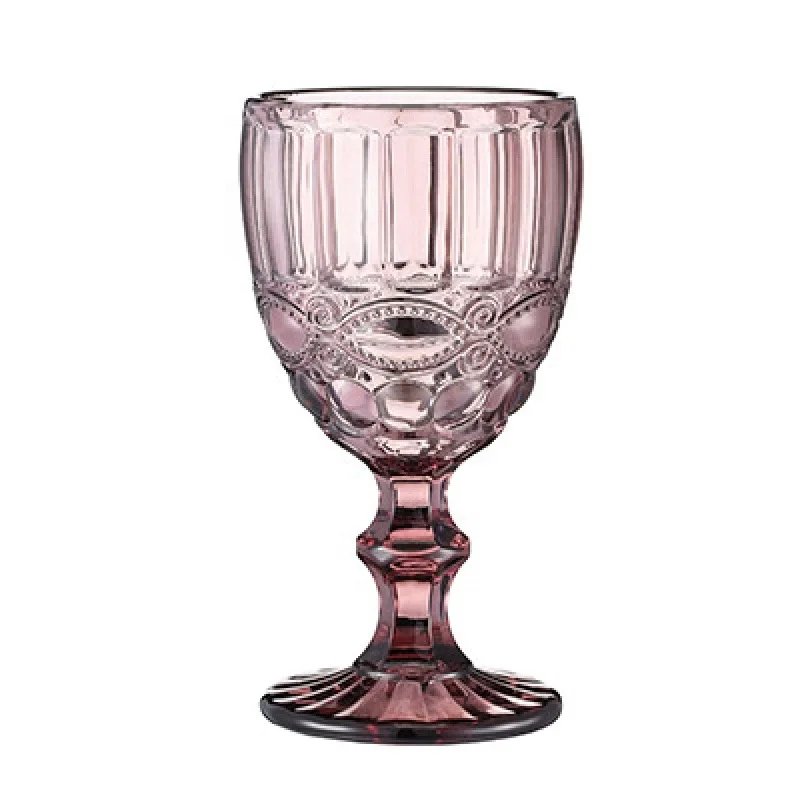 3 patterns + 2 size options Wholesale high quality Different Embossed Pattern Glass Goblet Glass Goblet wine glass cup