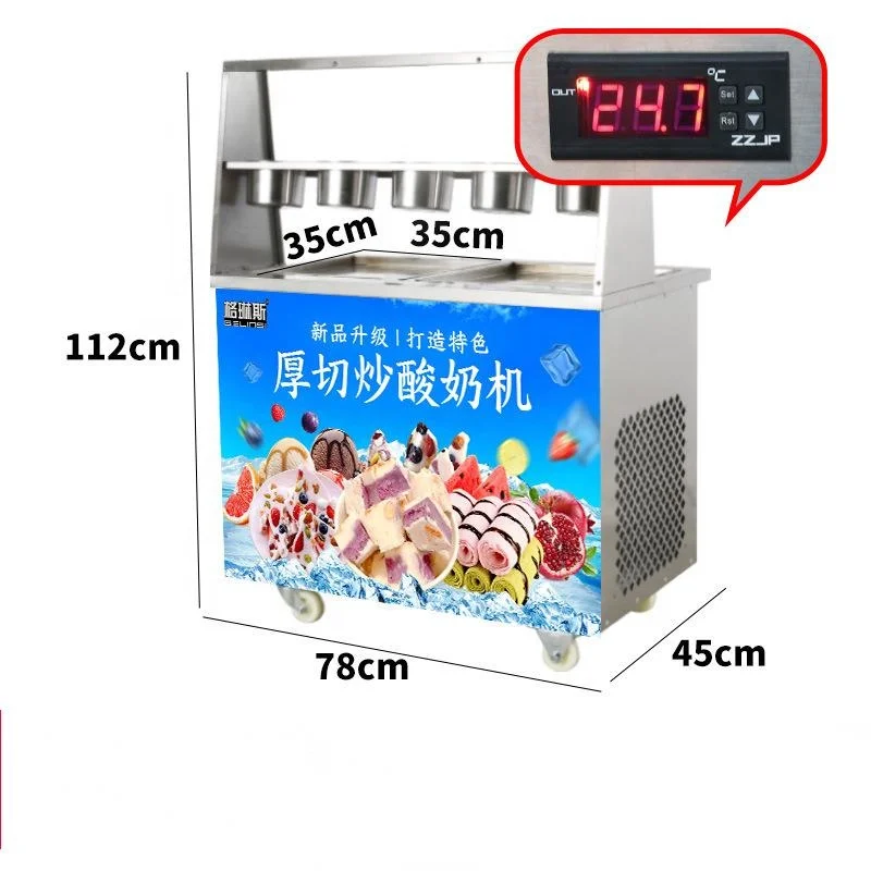 OEM 110V/220V Commercial Thai fried ice machine fried fruit Matcha ice cream machine long pot thick cut fried ice machine