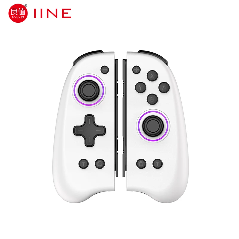 IINE Controllers for Nintendo Switch/Switch OLED Replacement for Switch L/R Joypad With 8 Colors Adjustable BlackLights,White