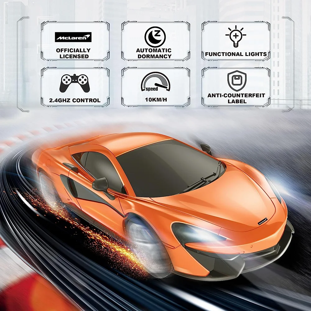 1:24 Scale 2.4G Racing Remote Control Model Vehicle Mclaren 570s Official Licensed Kids Toy RC Sport Car Hobby w/ Headlight