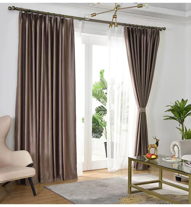 Classic Style Black Out Curtain Fabric Embossed Suede Curtain Fabric Roll Curtain Fabric Sale