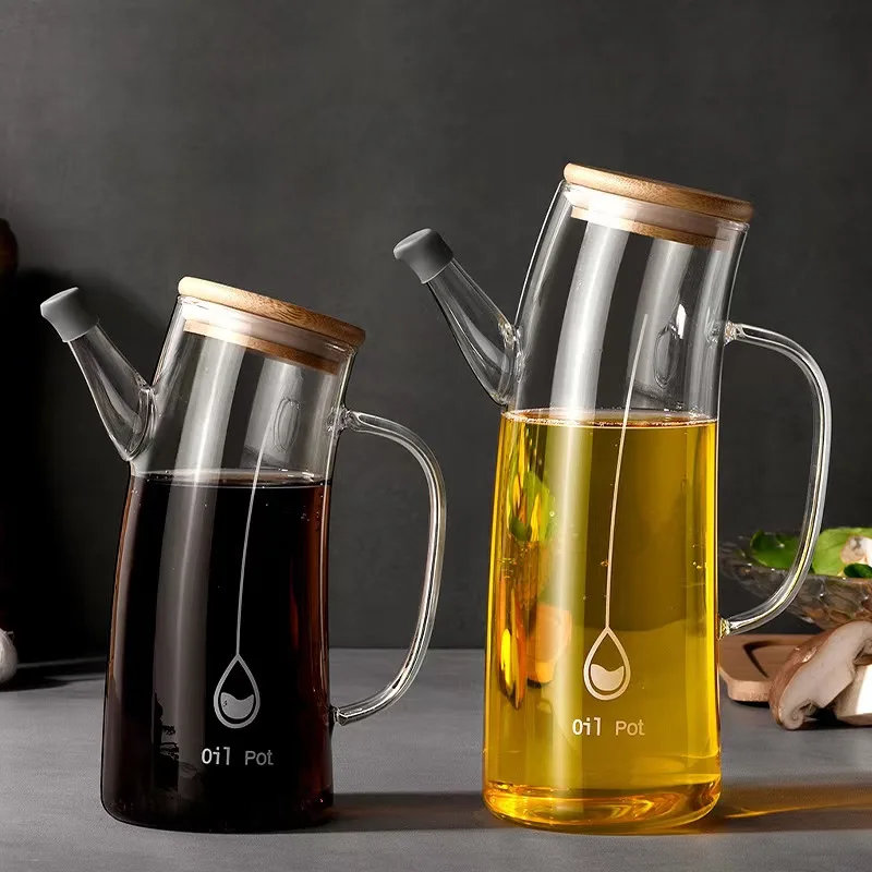 Leak-proof seasoning Oil Pot Heat Resistant High Borosilicate Kitchen Food Glass Jar Storage Bottles Jars For Party