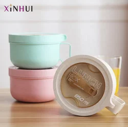 Microwave Safe Lightweight Wheat Straw Fiber Food Catering Ramen Cereal Noodle Plastic Bowl with Flatware