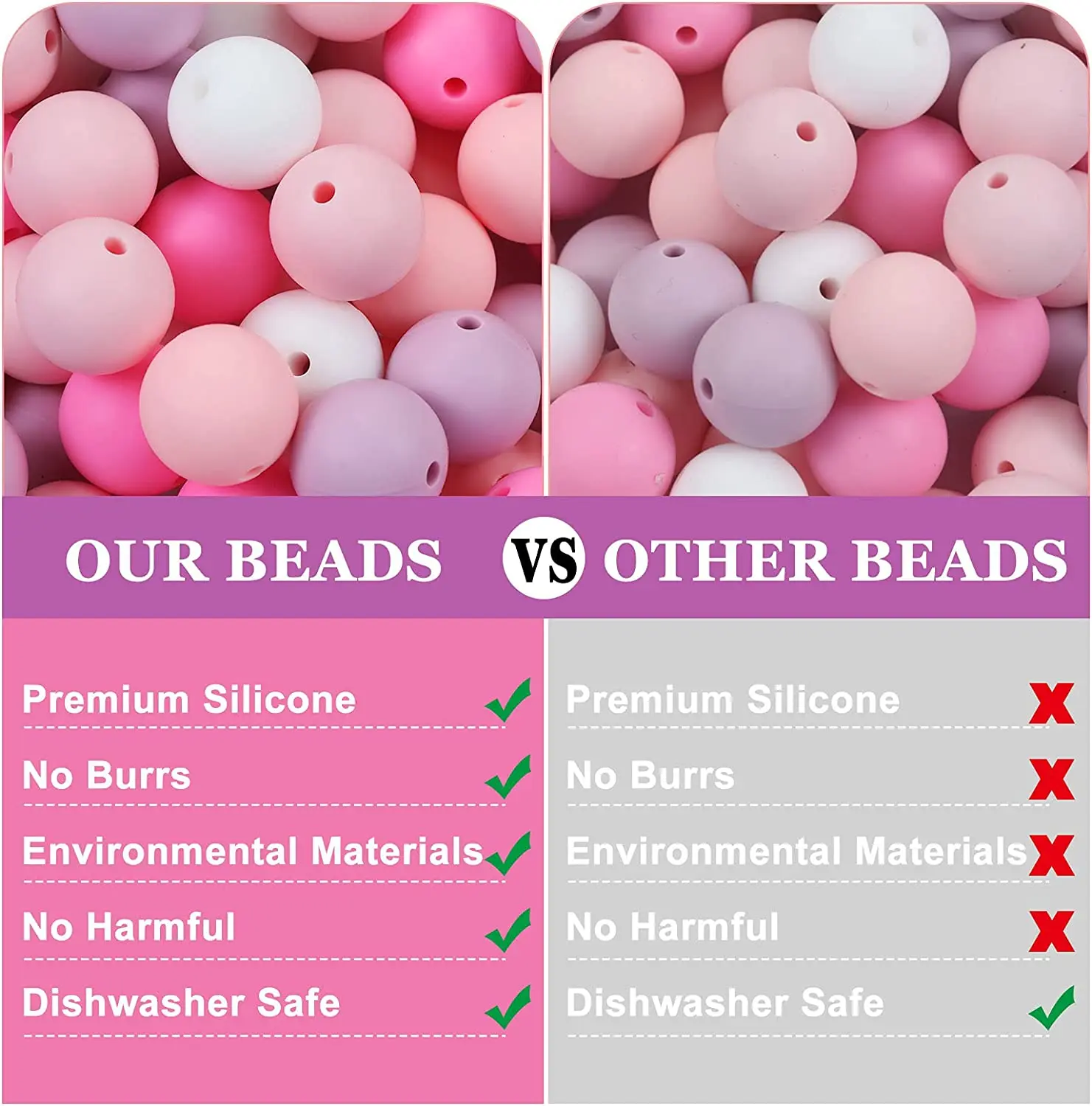 Promise Babe Round Silicone Beads Mix Color Silicone Teething Beads 15mm  DIY Supplies BPA Free