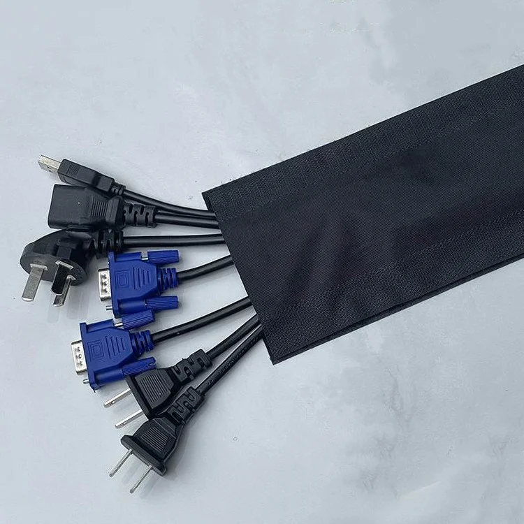 Wholesale Nylon Cable Sleeves Carpet Floor Cord Cover Hook And Loop Tape Wire Tube Cable Protective Sleeves