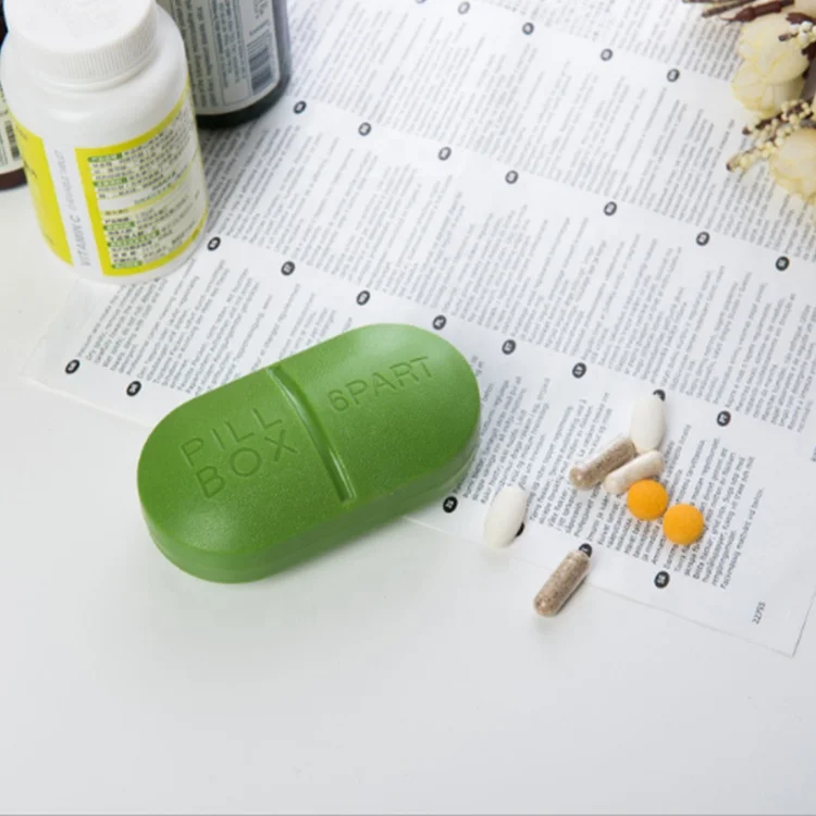 
High Quality Creative Capsule Six Grid Plastic Pill Box With 6 Plastic Storage Box 