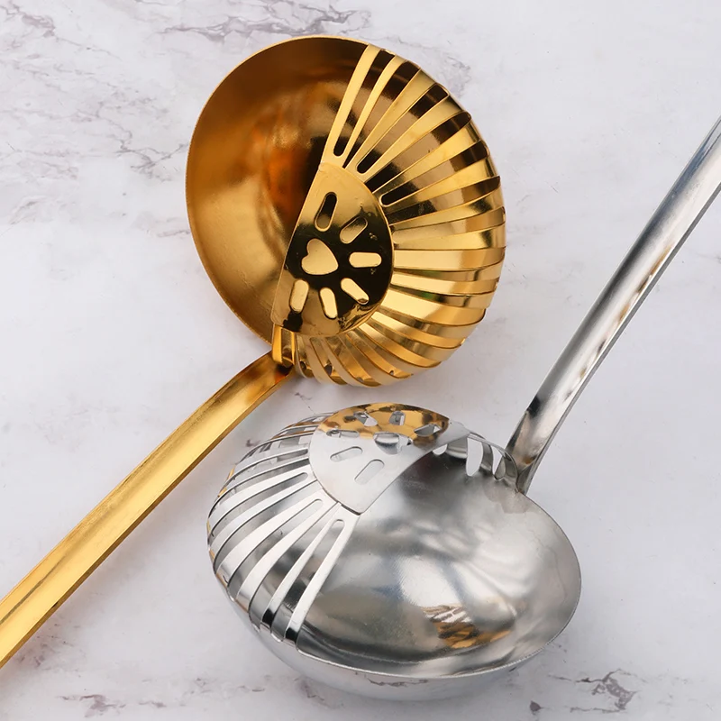 Kitchenware stainless steel Soup ladle spoon filter residue Colander spoon oil filter Spoon