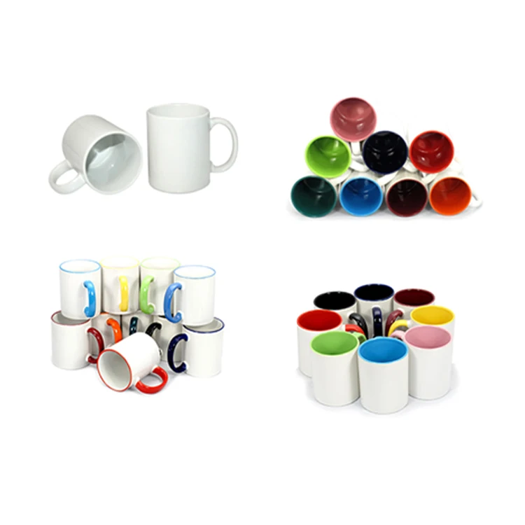 11Oz Sublimation White Ceramic Blank Porcelain Print Logo Coffee Custom Mug Color Inside