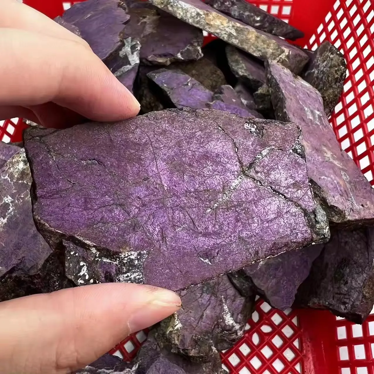 Wholesale Natural Flash Crystal Purpurite Slice Gemstone Raw For Healing