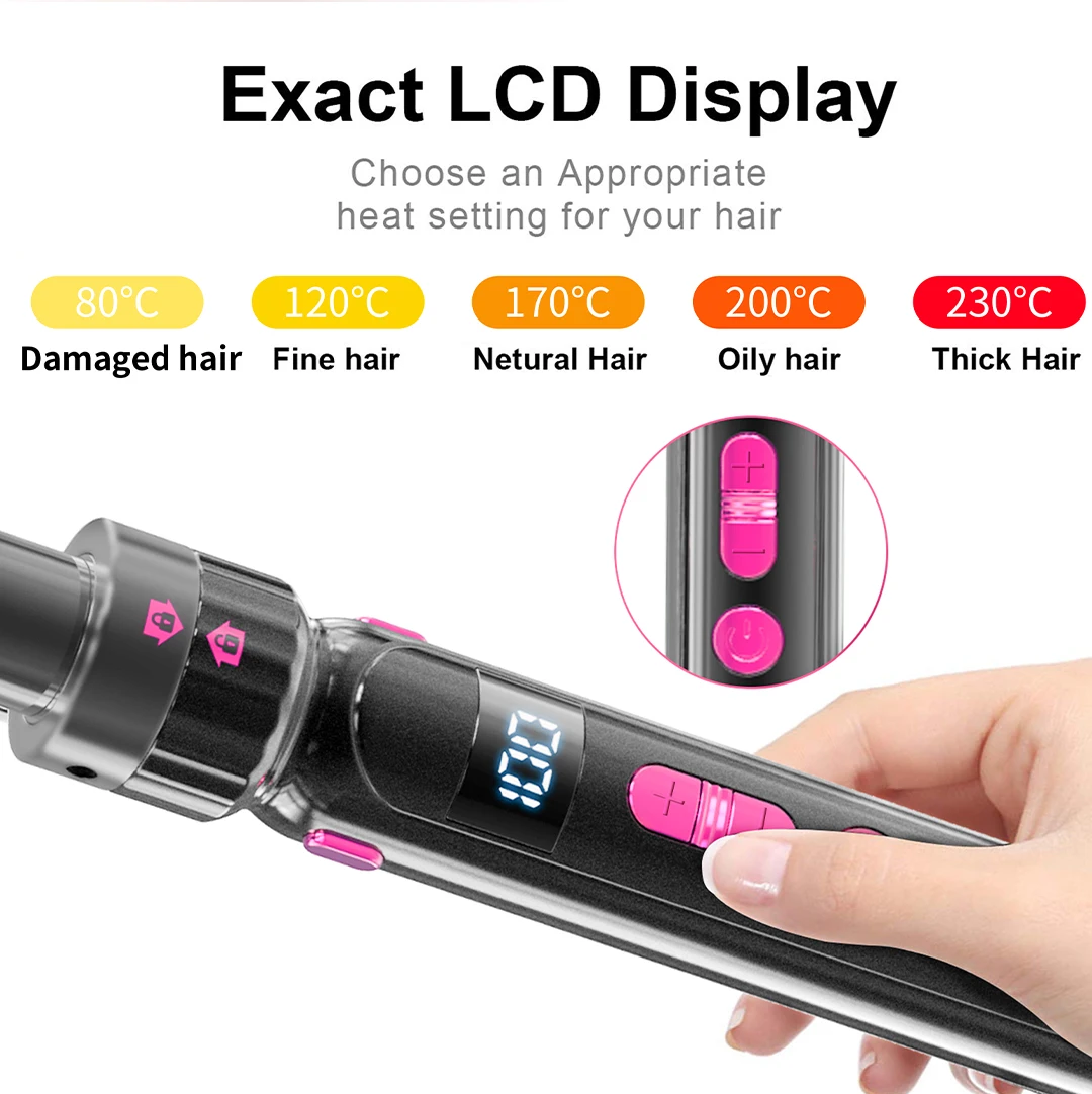 Hot 7 In 1 Barrel  Salon Ceramic Curling Tools Wand Waver Crimp Iron Professional Interchangeable Hair Straightener