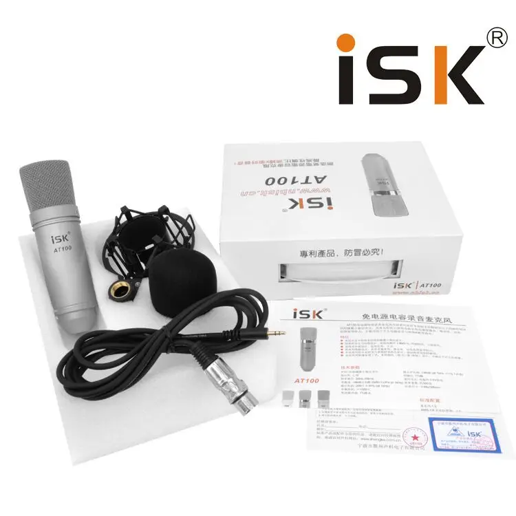 Студийный конденсаторный микрофон ISK AT100 для компьютерной записи и представлений караоке с