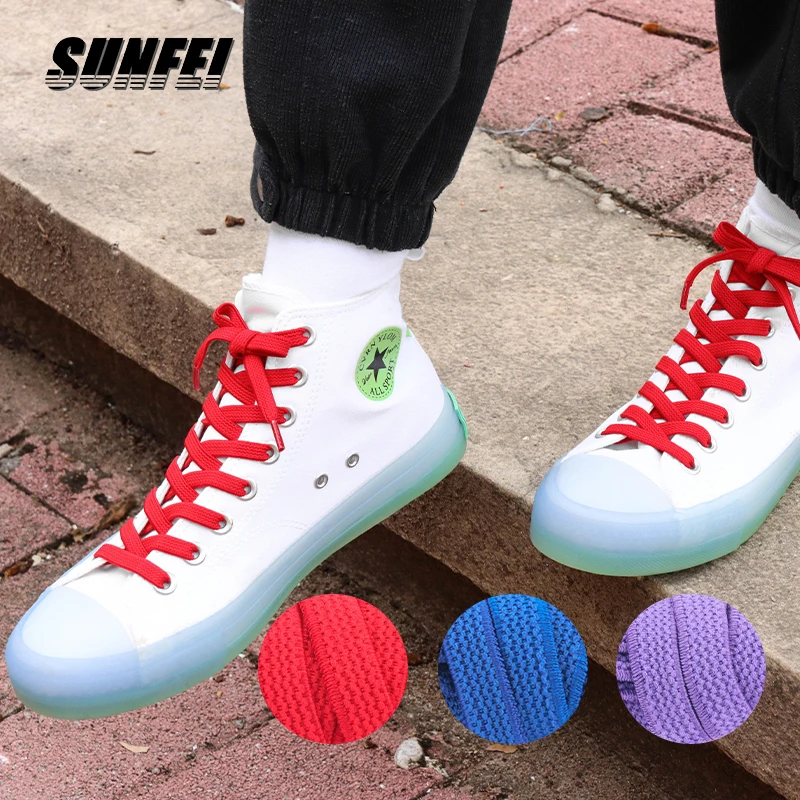 SunFei auto lacing system custom cord locks sport No Knot Tieless Flat Shoelaces elastic no tie flat laces