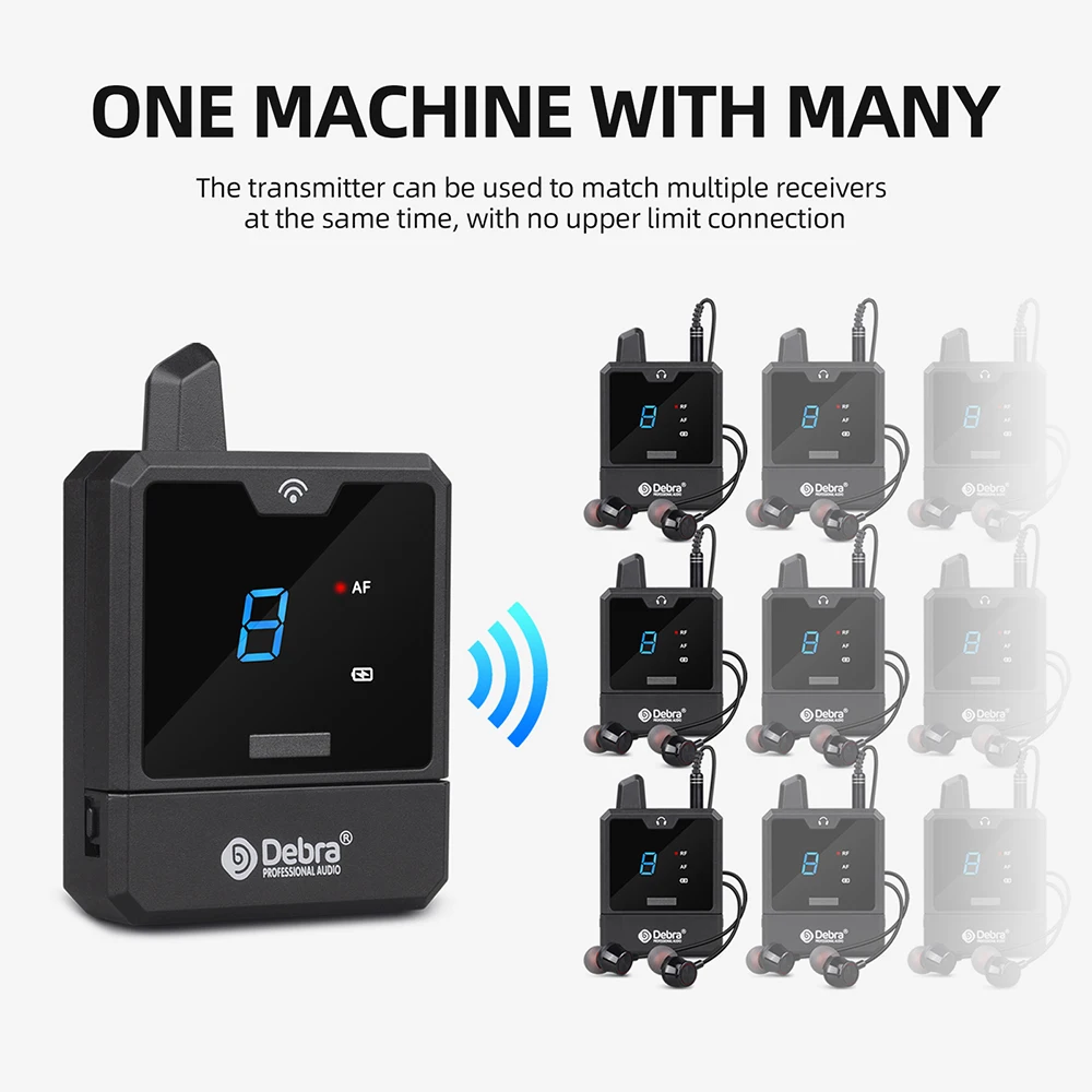 UHF Wireless In-ear Monitor System Professional Singing Sound System Radio Broadcasting System Dynamic Microphone Debra Audio