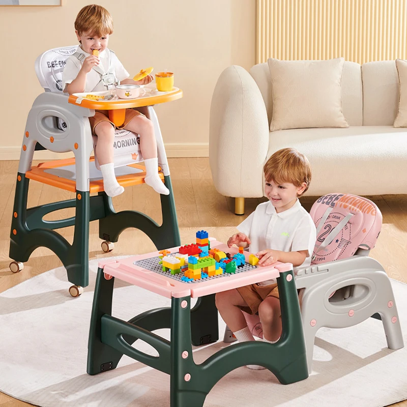 2024 mutil function baby furniture wholesale children playing study table chair baby feeding high chair