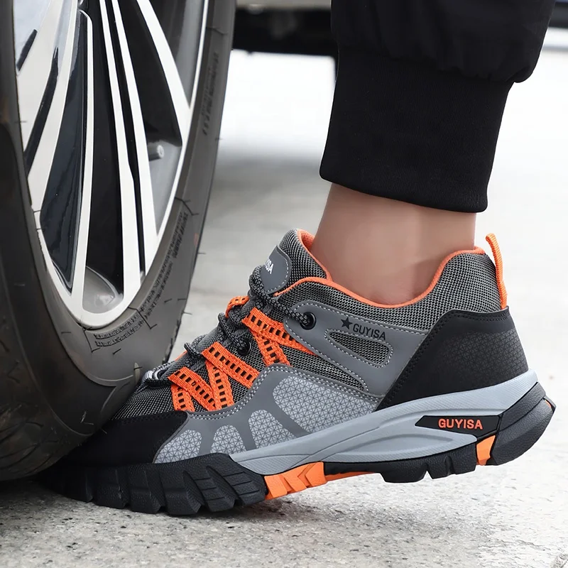 GUYISA High quality safety shoes waterproof super fiber leather uppers outdoor leisure steel toe sports shoes safety shoes