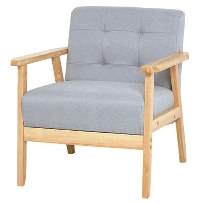 Mid-century Living Room Armchair Modern Upholstered Luxury Accent Chair Dining Chair Single Sofa Lazy Lounge Wooden Leisure 50