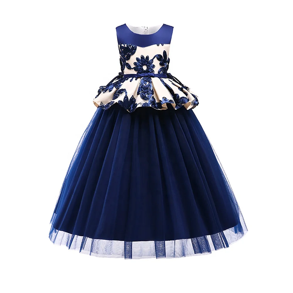 wholesale high quality latest flower party frock designs baby girl evening stylish party dress