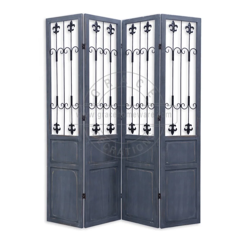 4 Panels Movable Metal Room Divider For Room Folding Screen Room Divider Wall Divider